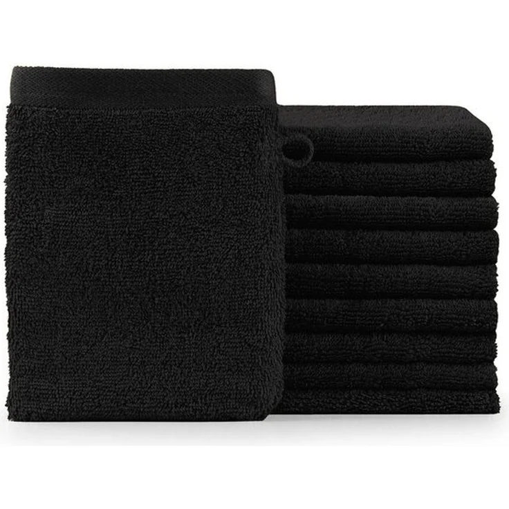 Blumtal Waschhandschuh 10er Set aus Frottee 15x20 cm - weich und saugstark, (Set), mit modischer Bordüre und praktischer Aufhängeschlaufe, 100% Baumwolle – Bild 4