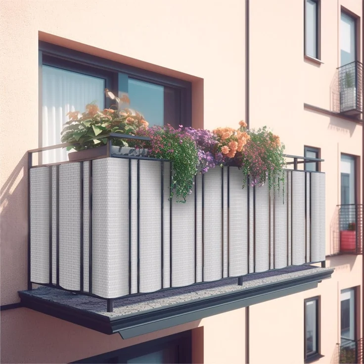COVER IT Balkon Sichtschutz Ohne Bohren Balkonsichtschutz Custom Länge DUNKELBLAU mit Ösen 105xCustom Sichtschutz Balkon Ohne Bohren - Sichtschutz für Balkon Terrasse - Sichtschutz Balkongeländer – Bild 6