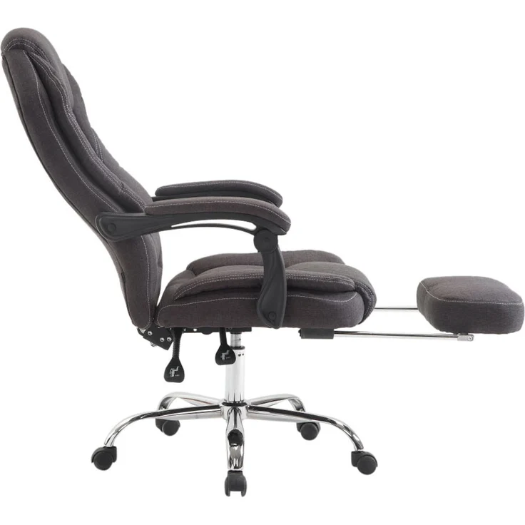 DELUKE® Bürostuhl MEDHA Stoff - 114x67x64, Dunkelgrau Stoff Metall in Chromoptik Gestell ergonomische Bürostühle Homeoffice Stuhl mit Rollen – Bild 2