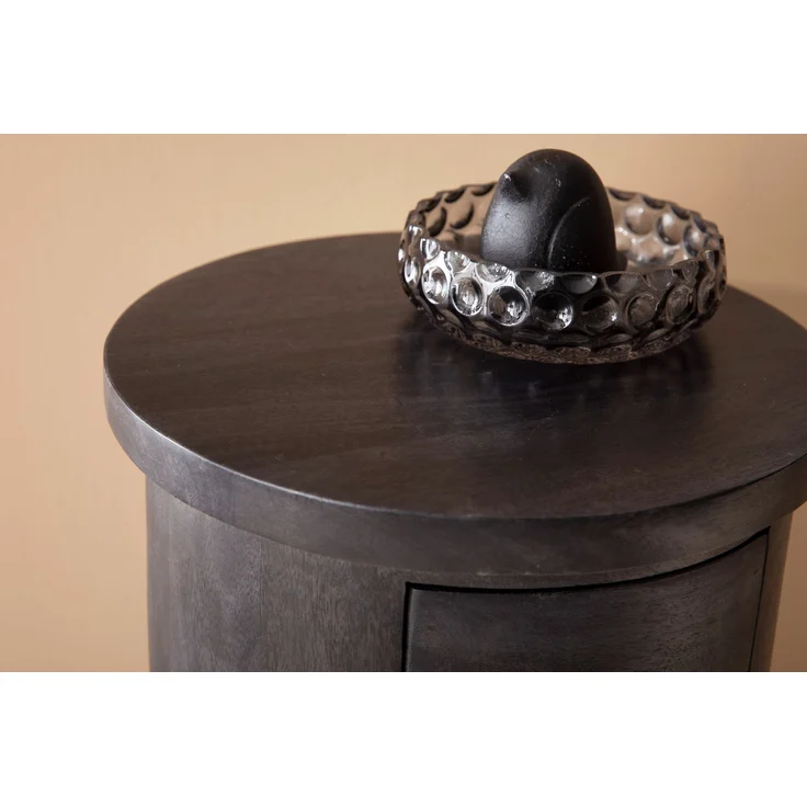 Sideboard Mango Massivholz Schwarz 34x65x34cm 3 Schubladen Beistellschrank – Bild 4