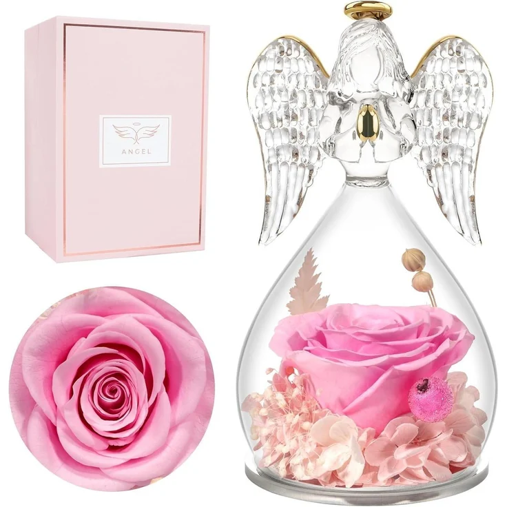 Ewige Rose Engel Figur Geschenk Forever Rose Muttertag Weihnachten Mama Oma – Bild 1