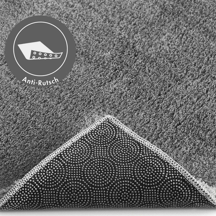 Andiamo Badematte Arezzo, Höhe 16 mm, rutschhemmend beschichtet, fußbodenheizungsgeeignet, schnell trocknend, Polyester, quadratisch, 2er-Set quadratisch 80x80 cm / rechteckig 60x100 cm, Uni Farben, auch in rund und als 2er Set erhältlich – Bild 3