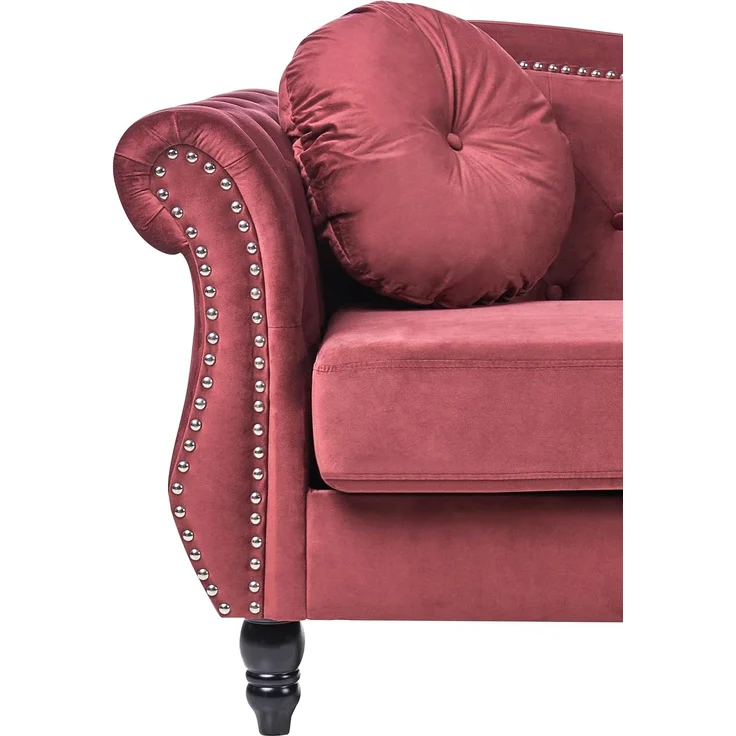 Sofa 3-Sitzer SKIEN Samtstoff Dunkelrot – Bild 6