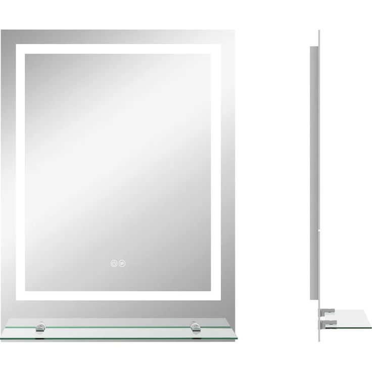 Badspiegel 70x50x2,7 cm mit LED-Beleuchtung, Antibeschlag-Funktion und Ablage – Bild 3