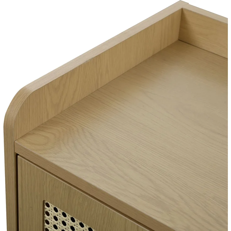 Merax Sideboard aus natürlichem Rattan, Kommode Mit Holzgriffen und Massivholzbeinen. Maße: B80/H105/T35 cm – Bild 8