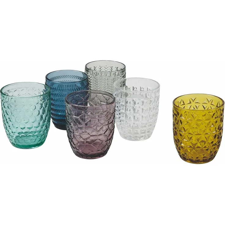 Villa d 'Este Home Tivoli Geometrie Set 6 Gläser Wasser, Mehrfarbig, 6 Einheiten