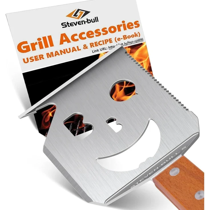 Steven-bull 7-in-1 Grillspachtel, Edelstahl silber / Holzgriff, 43 cm – Bild 7