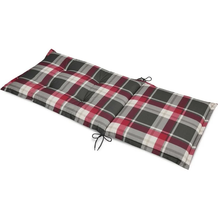 Beautissu Hochlehnerauflage 2er Set Hochlehner Auflagen Set 120x50 cm Polster Bordeaux Kariert, 6cm Dicke Polsterauflage rutschfest UV-Lichtecht 5 Stuhlkissen – Bild 4