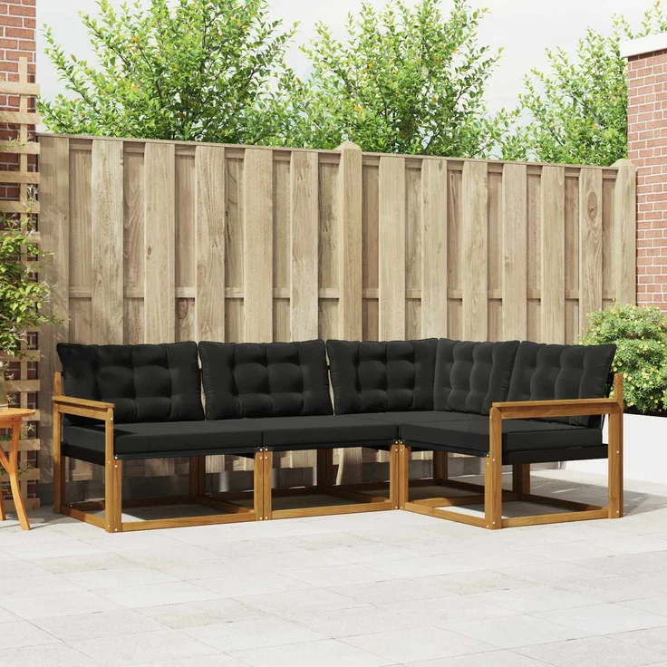 vidaXL Outdoor-Sofagarnitur 4 stk. 4-Sitzer Natur und Schwarz 3369403 – Bild 1