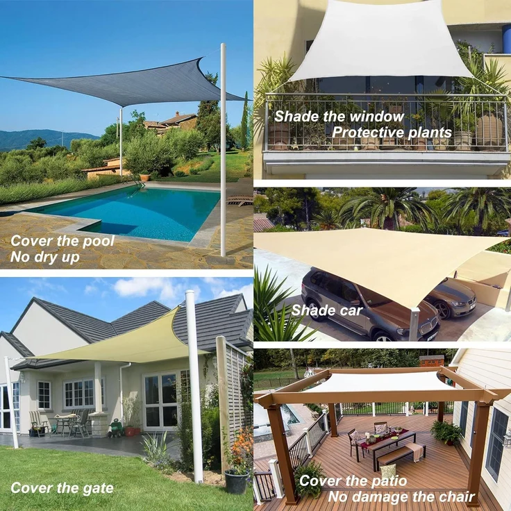 SUNNY GUARD Sonnensegel Dreieck 3 x 3 x 3 m Wasserdicht Sonnenschutz Wetterschutz Segel Baldachin UV Schutz für Balkon Terrasse Garten, Graublau – Bild 7