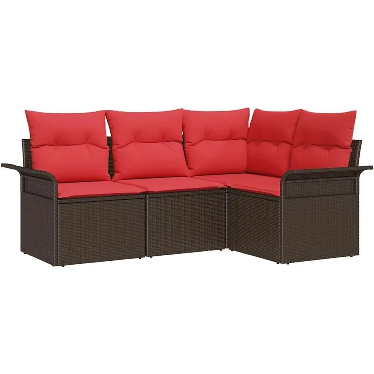 vidaXL Gartensofa-set mit Speicher 4 pcs Braun Poly-Rattan 3354013 – Bild 2