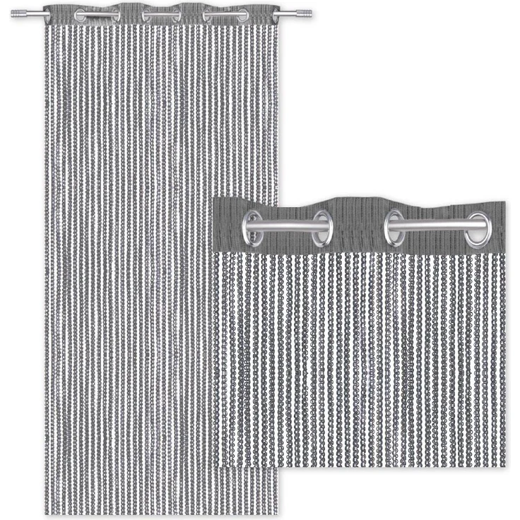 Fadenvorhang Lurex-Optik Fadengardine Türvorhang mit Ösen, trendige Dekoration in vielen verschiedenen Ausführungen erhältlich (140x250 cm / anthrazit - dunkelgrau) – Bild 2