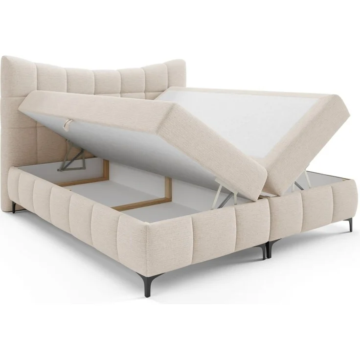 Boxspringbett Schlafzimmerbett CHARLES PREMIUM 120x200cm Stoff Aragon Creme – Bild 2