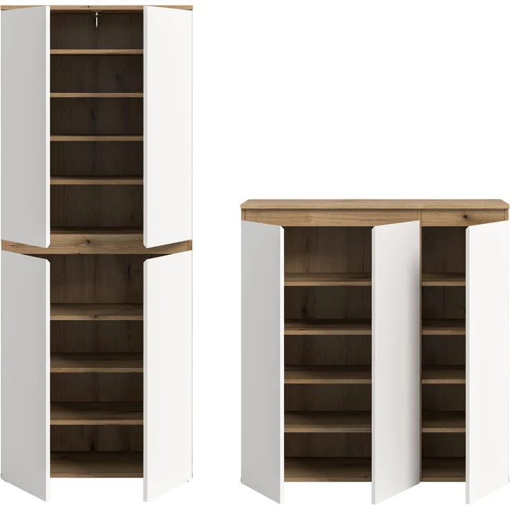 Universalschrank (B/H/T: 190x175x37 cm) in Evoke Oak Nachbildung und weiß – Bild 3
