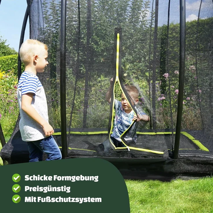 EXIT Trampolin Silhouette Ground Rechteckig + Sicherheitsnetz 214x305 cm grün – Bild 2