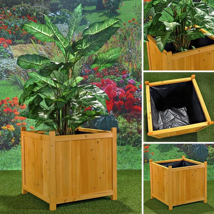 50x50 Blumenkübel Pflanzkasten Blumentrog Blumentopf Blumenkübel Übertopf braun