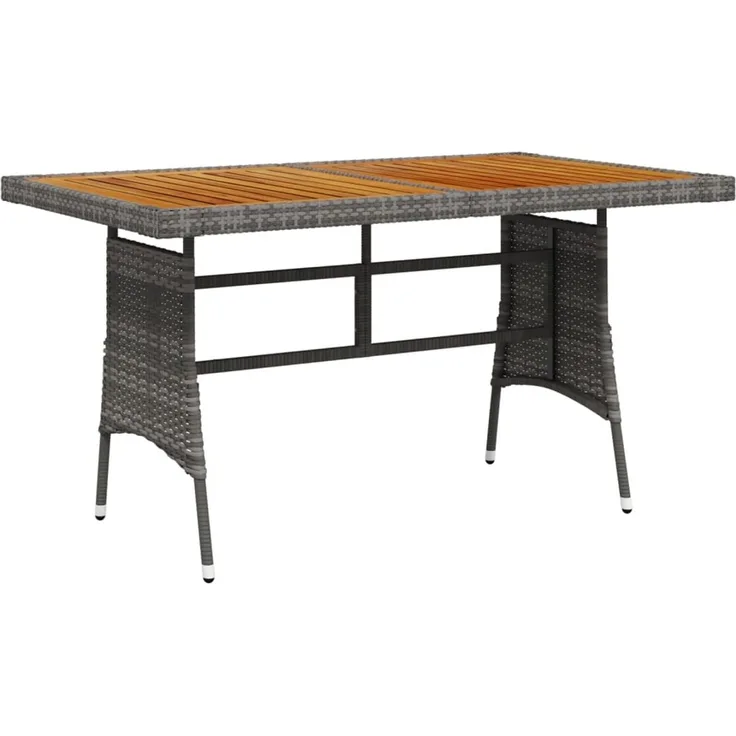 Gartentisch Grau 130 x 70 x 72 cm Poly Rattan & Massivholz Akazie