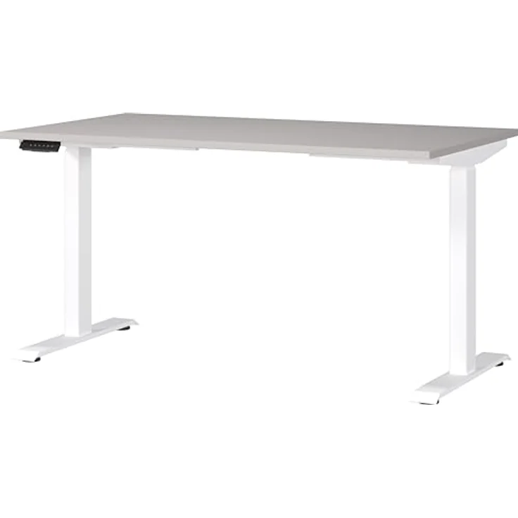 Germania Schreibtisch 7905-617, in Kaschmir/Weiß, EL. höhenverstellb, 140 x 120 x 80 cm (BxHxT) – Bild 2