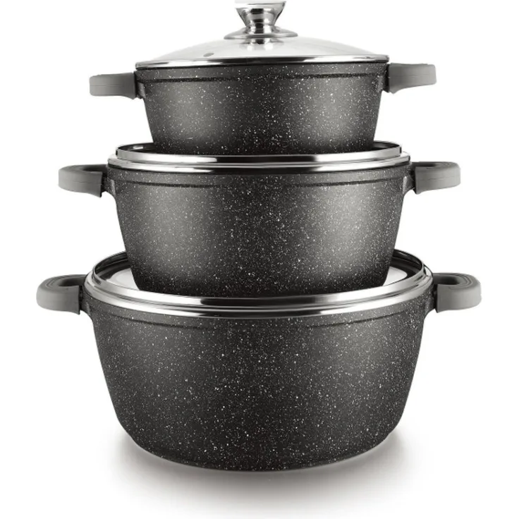 6-tlg Kochtopfset mit Deckel ø36cm/ø40cm/ø44cm - geeignet für alle Herdarten
