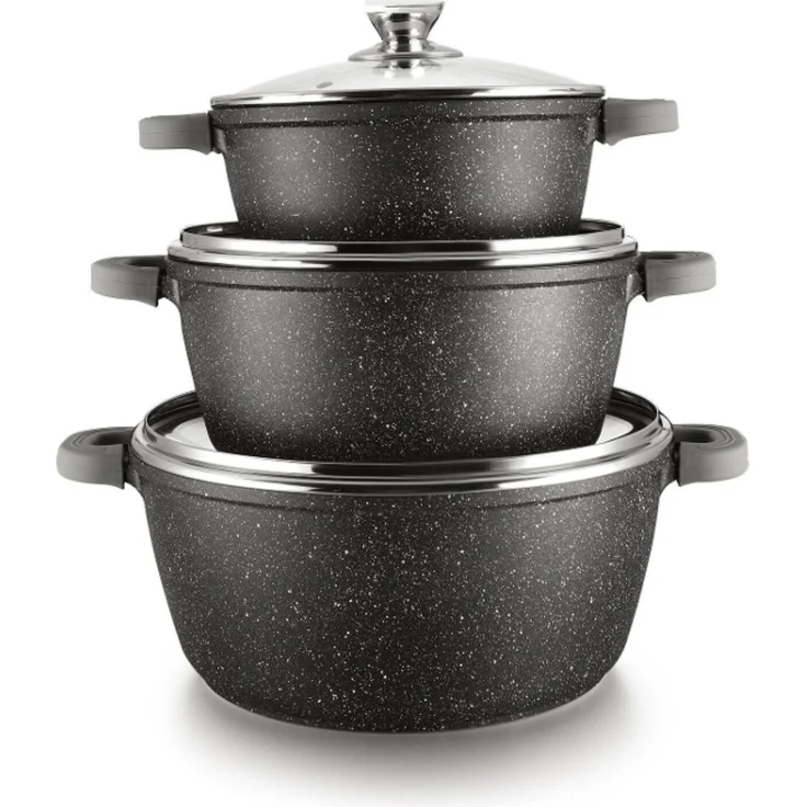 6-tlg Kochtopfset mit Deckel ø36cm/ø40cm/ø44cm - geeignet für alle Herdarten – Bild 1