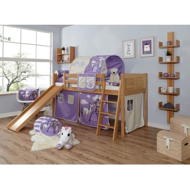 Rutschbett "Ekki" Country 90x200 Buche massiv Natur