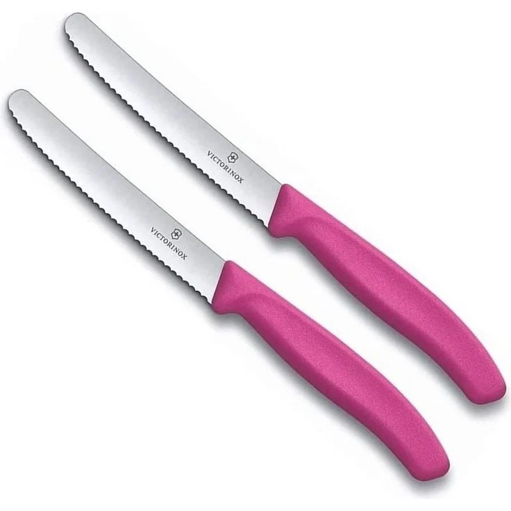 Victorinox | Tafelmesser Set | Swiss Classic | ergonomischer Griff | Wellenschliff | spülmaschinengeeignet | pinke Akzente