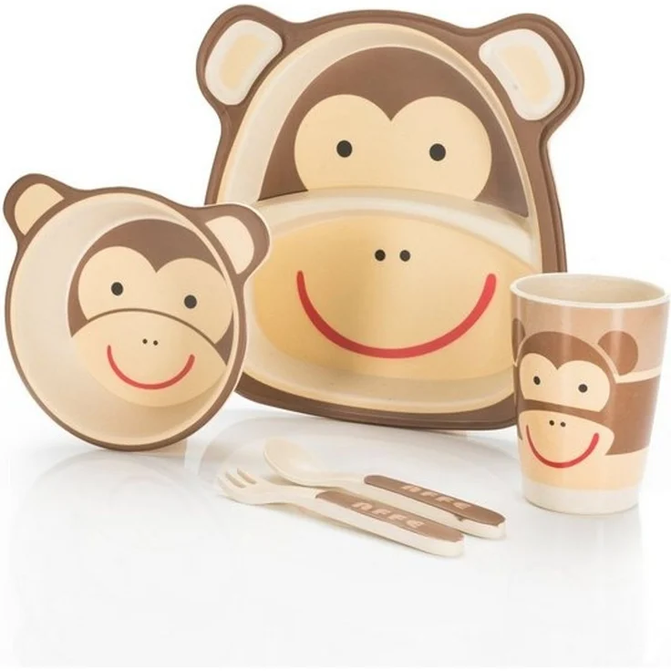 all Kids United Kindergeschirr-Set ALL KIDS UNITED 5-tlg. Kindergeschirr-Set mit Tier-Motiv (5-tlg), BPA-freier Kunststoff, Teller, Schüssel, Besteck, Becher – Bild 4