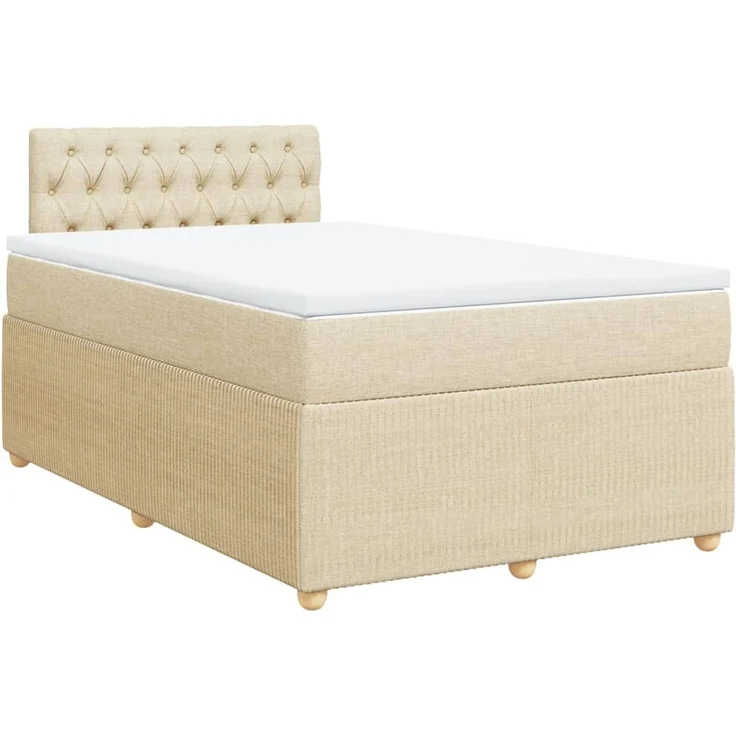 vidaXL Boxspringbett mit Matratze Creme 120x200 cm Stoff 3289735 – Bild 3