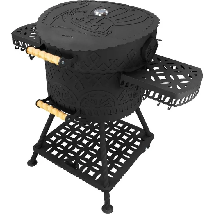 Holzkohlegrill Drakkar mit Gussrost Ø 54,5 cm – Robuster Rundgrill im Wiking-Stil