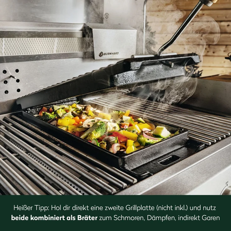 BURNHARD Grillplatte GRANT Gusseisen 2-in-1, Schwarz, 3,5 x 17,5 x 43 cm – Bild 8