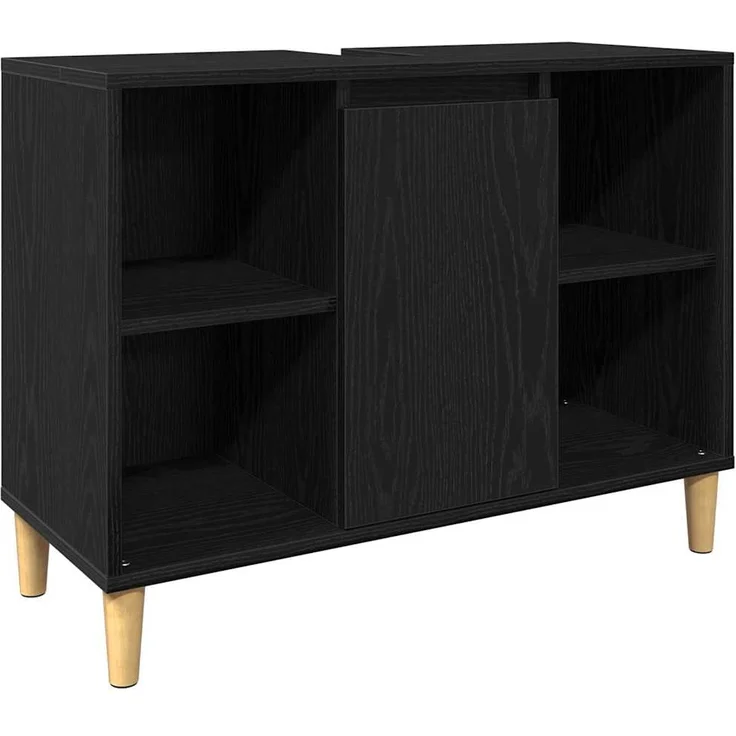 vidaXL Badezimmermöbel-Set mit Speicher 3 pcs Schwarz Holzwerkstoff 3332584 – Bild 5