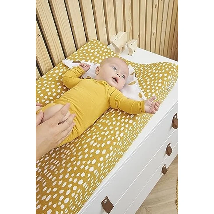 Meyco Baby Cheetah Wickelauflagenbezug (weich und hautfreundlich, aus 100% Baumwolle, waschbar, einfache Pflege, trocknergeeignet, Größe: 50x70 cm), Honig Gold – Bild 3