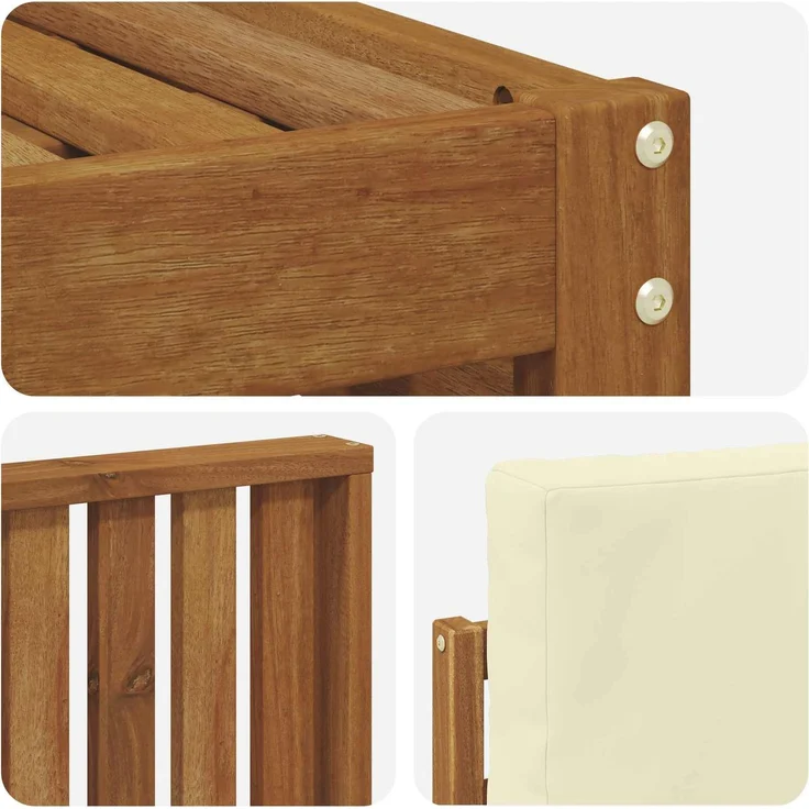 vidaXL Outdoor-Sofagarnitur 7 stk. 6-Sitzer Natur und Creme 3375165 – Bild 6