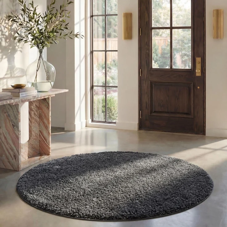 Safavieh Zottelig Teppich für Wohnzimmer, Esszimmer, Schlafzimmer - California Shag Collection, Hoher Flor, Dunkelgrau, 201 X 201 cm