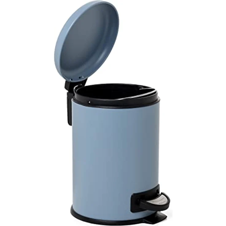 TATAY Badezimmer Mülleimer 3L mit Pedal | Hygienisches, berührungsloses Öffnen | Soft-Close, geräuschloser Deckel | Herausnehmbarer Inneneimer | 17,5 x 22,5 x 25 cm – Nordic Modell – Blau – Bild 2