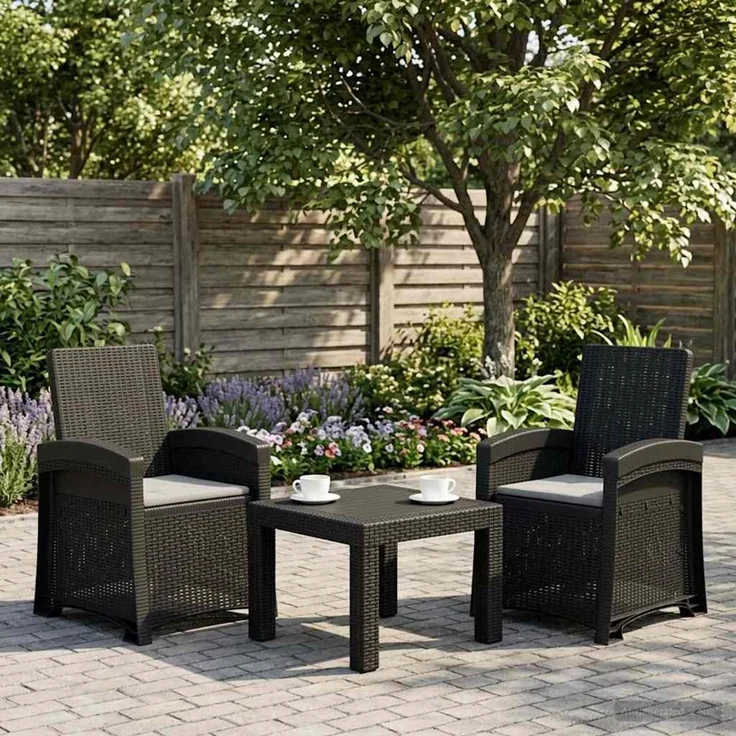 vidaXL Liegesessel Garten Rattan-Optik 2 Stk. Anthrazit und Hellgrau 8012019 – Bild 1