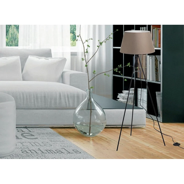 TRANGO LED Stehlampe, 1522BL Tripod Stehleuchte *BROWNIE* inkl. E27 LED Leuchtmittel warmweiß - mit Stofflampenschirm in Braun - Lampenstativ Dreibein - Höhe: 150cm, Wohnraum - Schlafraum - Standlampe - Stehlampe Design zeitlos – Bild 3