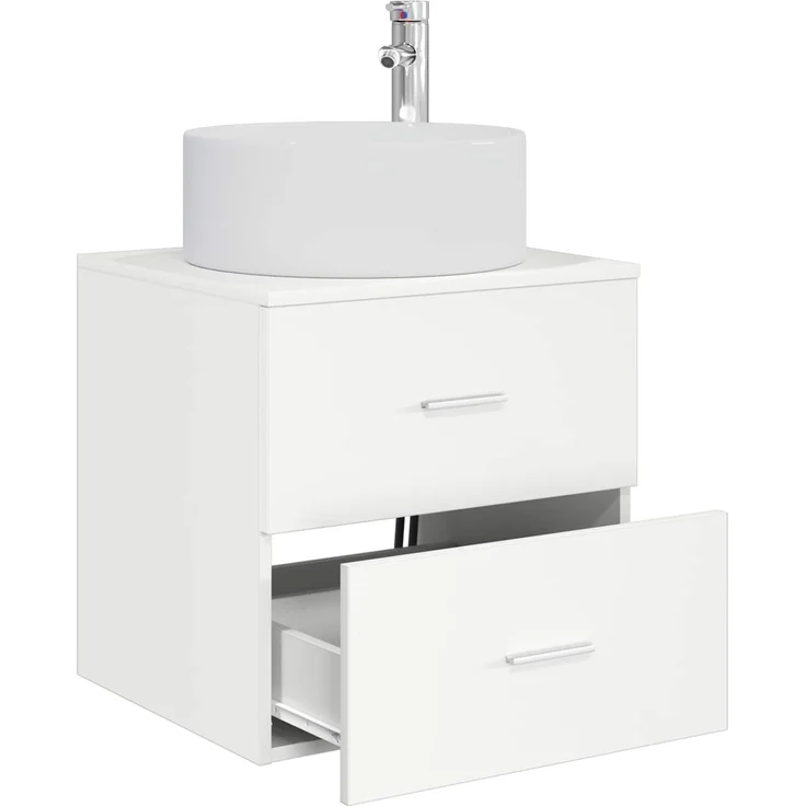 vidaXL Wandmontierter Waschbeckenunterschrank Weiß 49,5 x 44,5 x 80 cm 890318 – Bild 3