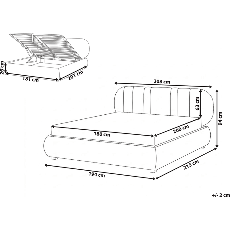 Bett mit Stauraum Stoff CAMPAN 180x200 cm Taupe – Bild 2