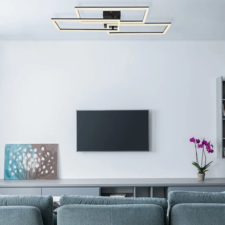 LED Deckenleuchte, schwarz-weiß, Fernbedienung, L 90 cm – Bild 5