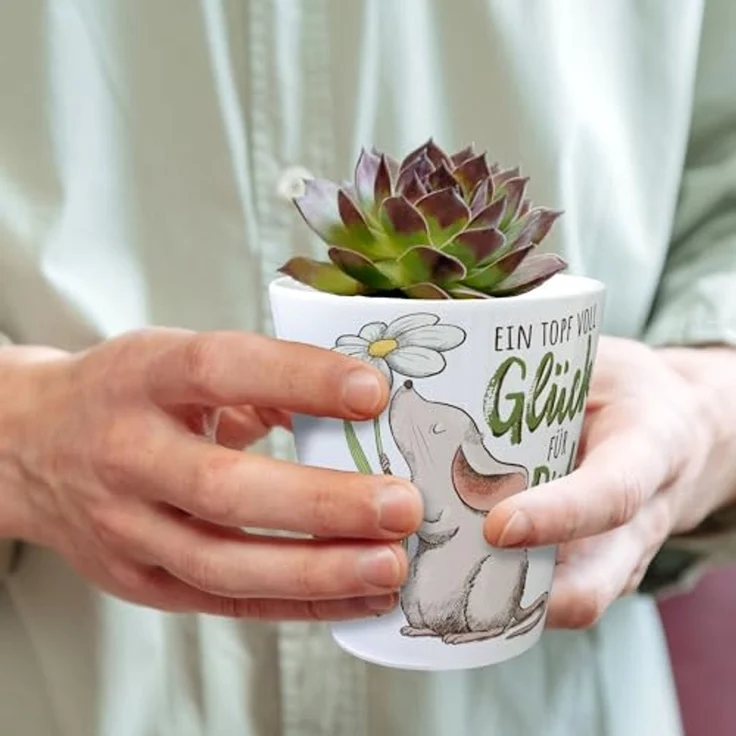 speecheese Blumentopf Maus Blumentopf mit Spruch Ein Topf voll Glück für dich – Bild 5