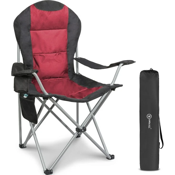 HOMECALL Campingstuhl Hochlehner Klappstuhl Gartenstuhl Angelstuhl mit Angenehme Polsterung (Packung, 1 St), bis 150KG, mit Seitentaschen und Getränkehalter für Camp Garten Balkon – Bild 5