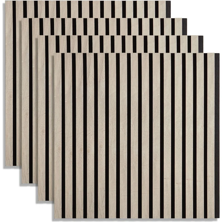 Akustikpaneele Holz 60 x 60 cm 4 Paneele Grau Wandpaneele Deckenpaneele 3D Wandpaneel Wandverkleidung Dekorpaneel – Bild 1