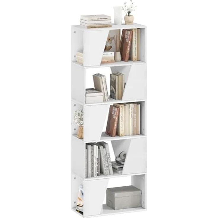 YITAHOME Bücherregal, 5-stöckiges hohes Standregal, industrielles Bücherregal, bodenstehendes Regal, Lagerregal mit offenen Regalen für Wohnzimmer, Schlafzimmer, Heimbüro, Weiß – Bild 9