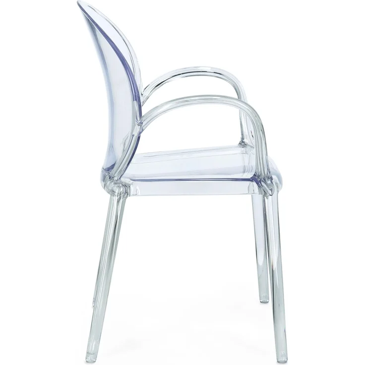 Gartenstuhl Allican 4er-Set aus Kunststoff, modern stapelbar mit Armlehne, transparent – Bild 4