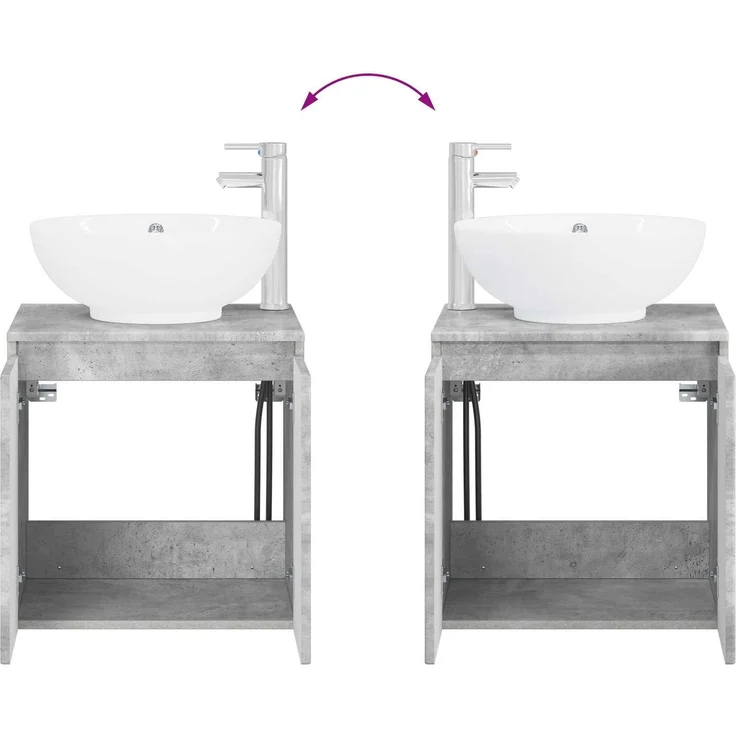 vidaXL Badezimmerschrank-Set 2 stk. Betongrau 79,5 x 44,5 x 80 cm 3404087 – Bild 9