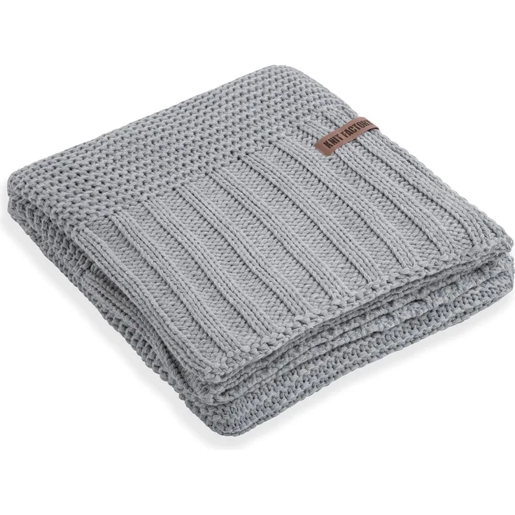 Knit Factory Vinz Decke 195x225 cm Glatt Grau
