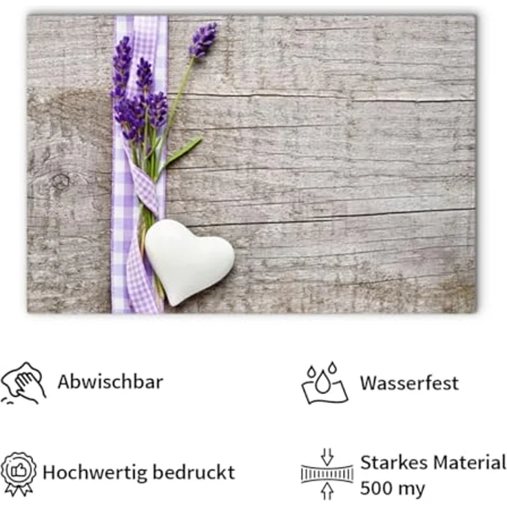 matches21 HOME & HOBBY Platzset Abwaschbare Tischsets 8er Set Landhaus-Stil Lavendel Holz-Optik, (8-St), Platzsets als Tisch-Untersetzer und Tisch-Deko für Esstisch Teller – Bild 4