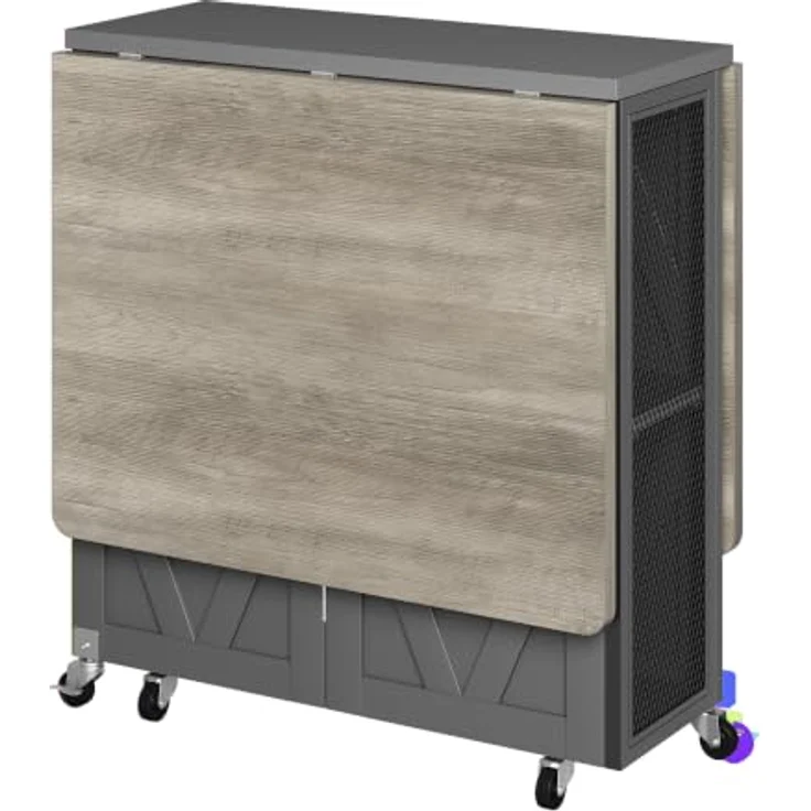 Jocoevol Esstisch Klappbar, Küchentisch mit Zweilagigem, für 2-4 Personen | Moderner Klapptisch, Esszimmertisch für Küchentisch mit Trennwand und Rollen für Küche & Esszimmer, 120x60x76cm, Mattschwarz – Bild 8