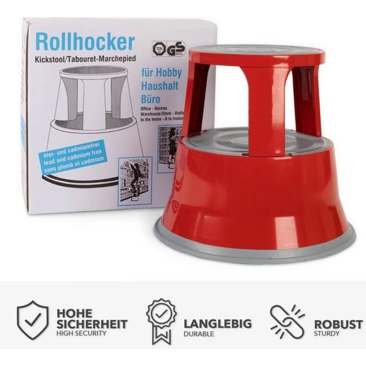 Karat Tritthocker Elefantenfuß, 4 Farben Rollhocker, Hocker, Sitzfläche ohne Lehne, Stahl – Bild 4